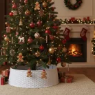 Karácsonyfatalp takaró - fehér, műanyag - 65 x 23 cm