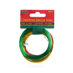   Karácsonyi dekor drót - fényes - 3 x 10 m - 3 féle / csomag
