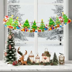 Karácsonyi papír girland - 8 db karácsonyfa - 3,5 m