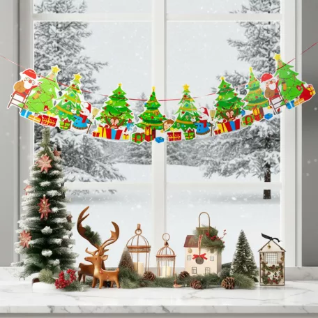 Karácsonyi papír girland - 8 db karácsonyfa - 3,5 m