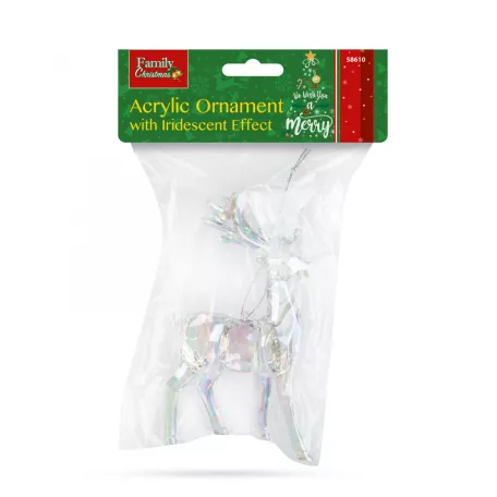 Karácsonyi dekor - irizáló kristály rénszarvas - 15 x 6 x 7,5 cm