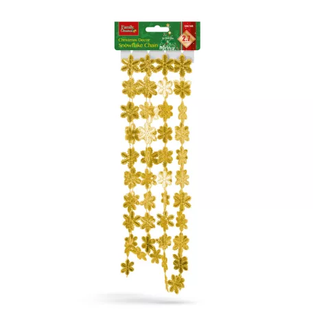 Karácsonyi girland - hópehely - 2,7 m - arany