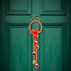 Karácsonyi dísz - akasztható, csilingelő - fém, piros