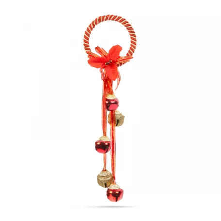 Karácsonyi dísz - akasztható, csilingelő - fém, piros