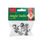 Karácsonyi dísz - akasztható, csilingelő - fém, 20 mm - ezüst - 9 db / csomag