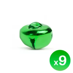   Karácsonyi dísz - akasztható, csilingelő - fém, 20 mm - zöld - 9 db / csomag