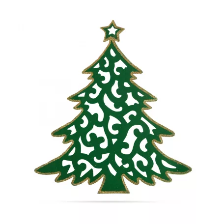 Karácsonyi dekor - karácsonyfa - 39 x 45 cm - zöld / arany