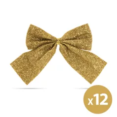   Karácsonyi dísz - glitteres masni szett - arany - 12 db / csomag