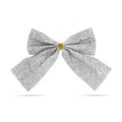 Karácsonyi dísz - glitteres masni szett - ezüst - 12 db / csomag