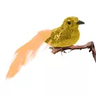 Karácsonyi dísz - csipeszes - glitteres madár - arany - 2 db / csomag