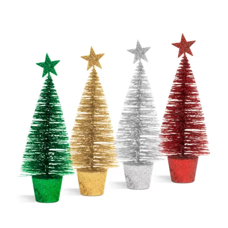 Mini dekor műfenyő - glitteres - 18 cm - 4 szín