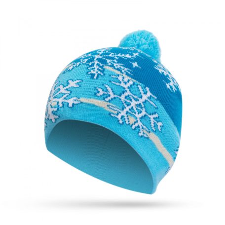 Karácsonyi sapka - színes LED-ekkel, bojttal, elemes - kék