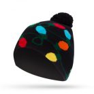 Karácsonyi sapka - színes LED-ekkel, bojttal, elemes - fekete