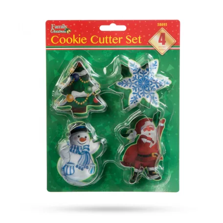 Karácsonyi süteménykiszúró szett - rozsdamentes acél - 4 db / csomag