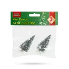 Mini dekor műfenyő - havas - 7,6 cm - 2 db / csomag