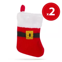   Karácsonyi mini mikulás csizma akasztóval - 17 x 12 cm - 2 db / csomag