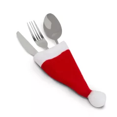   Karácsonyi evőeszköz dekor - mikulássapka - 17 cm - 3 féle - 6 db / csomag