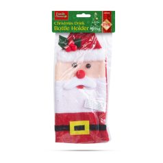   Karácsonyi italos üveg dekor - 3D mikulás - poliészter - 27 x 12 cm