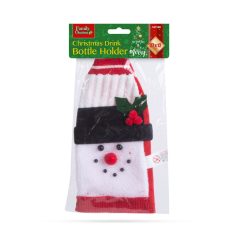   Karácsonyi italos üveg dekor - 3D hóember - poliészter - 27 x 12 cm