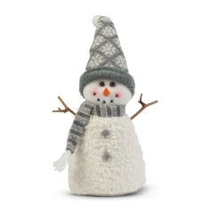   Karácsonyi hóember dekor - bot kezekkel, sapkában - 35 x 22 cm