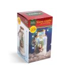 Karácsonyi LED-es üvegdekoráció - mikulással fenyőfával