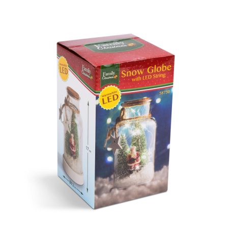 Karácsonyi LED-es üvegdekoráció - mikulással fenyőfával