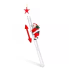 Karácsonyi zenélő, létrán mászó Mikulás - 20 x 10 cm