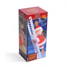 Karácsonyi zenélő, létrán mászó Mikulás - 20 x 10 cm