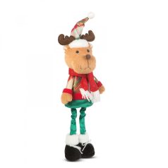   Karácsonyi textil manó figura - rénszarvas - teleszkópos lábbal - 95 x 25 x 20 cm