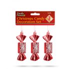 Karácsonyfadísz szett - szaloncukor - akasztóval - piros - 11 x 4 cm