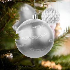   Karácsonyfadísz szett - gömbdísz - ezüst - 6 db / csomag