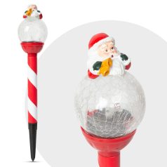   LED-es szolár lámpa - mikulás, üveggömb kristály - 42 x ø7,5 cm