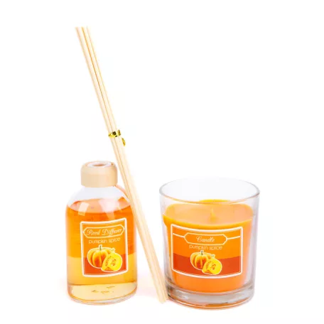 Illatgyertya és illatosító szett - sütőtök - 120 g + 100 ml