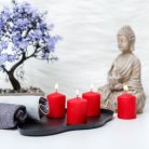 Gyertya szett - piros, illatmentes - 4 x 45 g