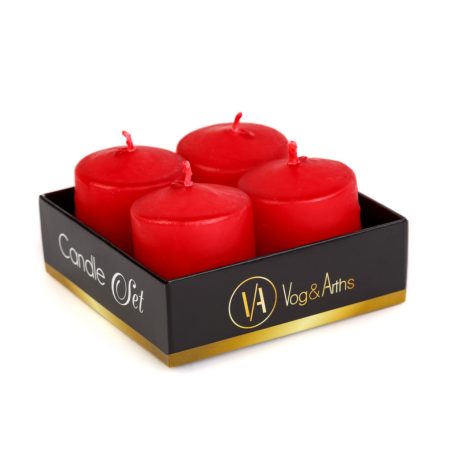Gyertya szett - piros, illatmentes - 4 x 45 g