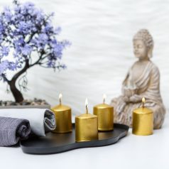 Gyertya szett - arany, illatmentes - 4 x 45 g