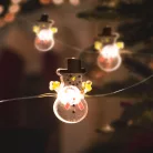 LED fényfüzér - hóember - 10 LED - 1,2 méter - melegfehér - 2 x AA