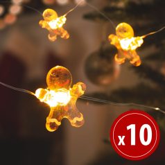   LED fényfüzér - mézi - 10 LED - 1,2 méter - melegfehér - 2 x AA