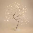 LED-es asztali fa dekoráció - melegfehér - érintőgombos, elemes, USB-s