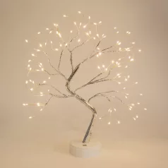   LED-es asztali fa dekoráció - melegfehér - érintőgombos, elemes, USB-s