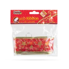   Karácsonyi LED-es szalag - piros - 5 m x 5 cm - 50 LED - USB