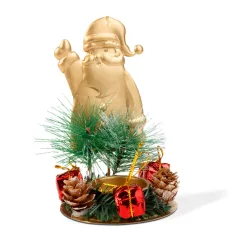   Adventi dekoráció - mécsestartóval - réz, Mikulás - 8 x 13 cm