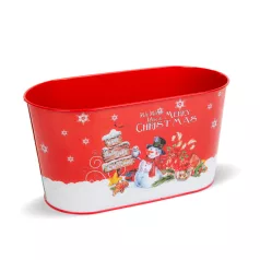 Karácsonyi fém kosár - hóember - 23 x 11,5 x 11,5 cm