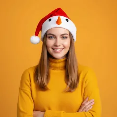 Karácsonyi mikulás sapka - Hóember mintával - 30 x 45 cm