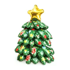   3D Karácsonyi lufi - 360° - alumínium fólia - fenyőfa - 38 x 34 cm