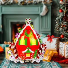   Karácsonyi lufi - alumínium fólia - mézeskalács - 67 x 71 cm