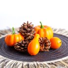 Őszi dekoráció - tök és toboz szett - 9 részes - 5-7 cm