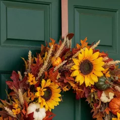   Őszi dekoráció - ajtódísz tartó - 30 cm - fém - matt barna