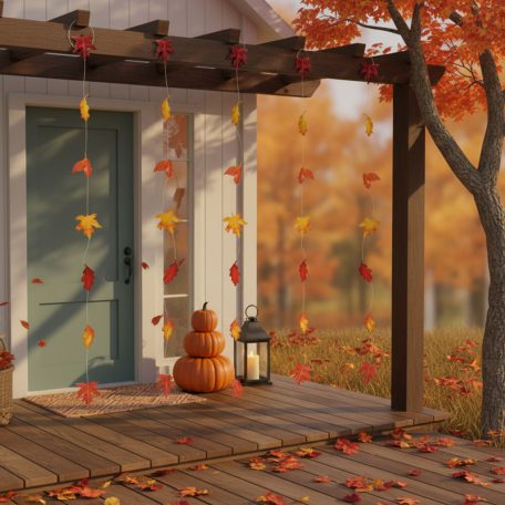 Őszi dekoráció - hulló falevelek - felakasztható - 2,1 m - 4 db / csomag