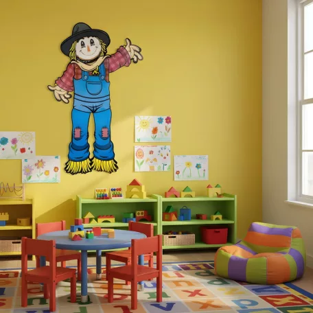 Őszi dekoráció - Madárijesztő - mozgatható végtagokkal - papír - 91,4 cm